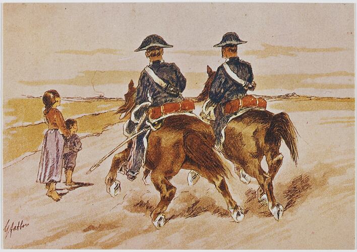 Postcard - Carabinieri and boys
