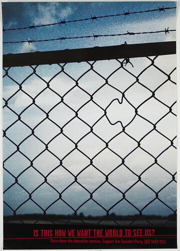 Poster showing fence with barbed wire