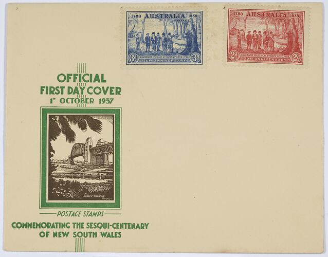 First Day Cover - 150th Anniversary of New South Wales, 2 Pence & 3 Pence, Australia, 1 Oct 1937