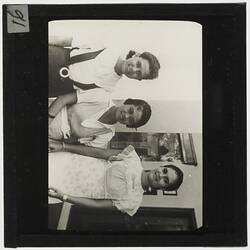 Lantern Slide - Portrait of Three Girls, Pacific Islands, circa 1930s