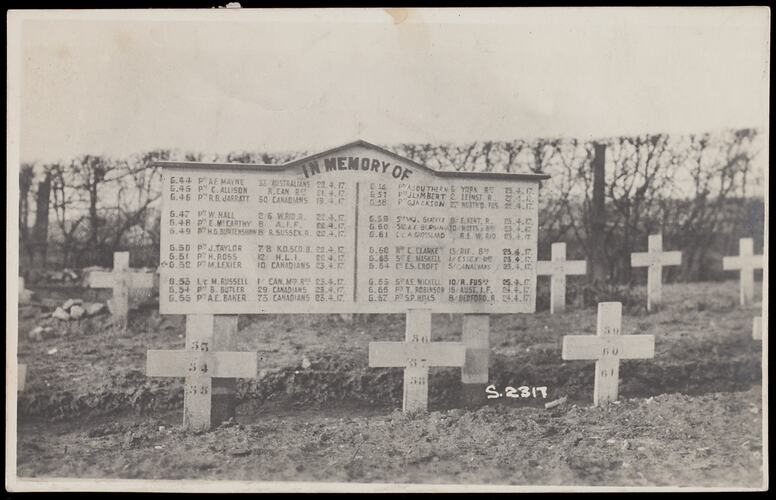 Postcard - Graveyard, In Memory of Edgar James McCarthy, circa 1918