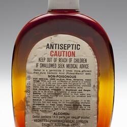 Old plastic bottle of antiseptic liquid