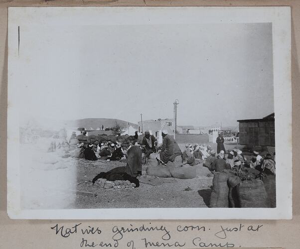 'Natives Grinding Corn at Mena Camp', Egypt, Captain Edward Albert McKenna, World War I, 1914-1915