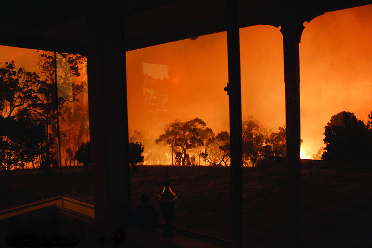 Digital Photograph - 'Fire approaching home', Black Saturday Bushfires, Strathewen, Victoria, 7 Feb 2009