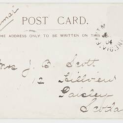 Postcard - Collins Street, Melbourne, To J. B. Scott from Marion Flinn, Melbourne, 1 Jun 1904