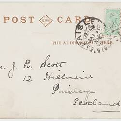 Postcard - Botany Bay, N.S.W., To J. B. Scott from Marion Flinn, Melbourne, 12 Dec 1906