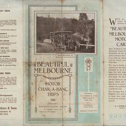 Flyer - 'Beautiful Melbourne, Motor Char-a-banc Trips', 1910s