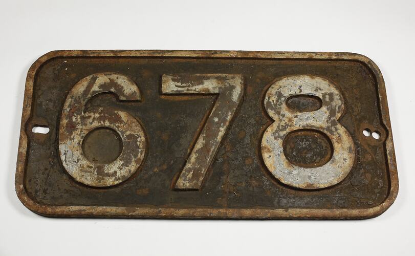 Locomotive Number Plate - '678'