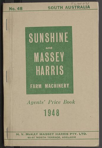 Price List - H.V. McKay, South Australia, 1948