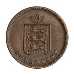 Coin - 2 Doubles, Guernsey, Channel Islands, 1858
