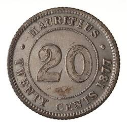 Coin - 20 Cents, Mauritius, 1877