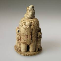 Okimono - Ivory, Elephant & Musicians, Japan, Late Edo Period,  Aug 1865