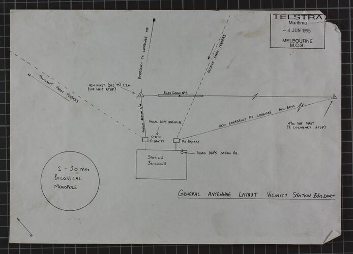 Diagram - Telstra, General Antennae Layout, Melbourne Coastal Radio Station, 1995