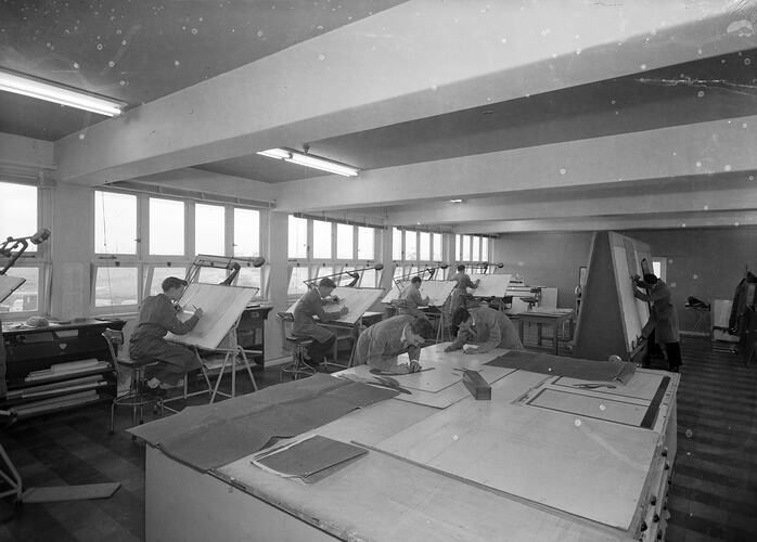 Men Working at Drafting Tables, Melbourne, Victoria, 1955