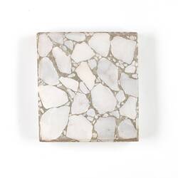 Terrazzo Sample - De Marco Bros, White Marble Fragments in Grey Cement, circa 1920s
