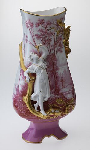 Porcelain vase, Transfer Printed & Relief Moulded, Europe, circa 1880