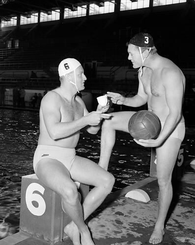 Water Polo Athletes, Swimming Pool, Olympic Park, Melbourne, Victoria, 1956