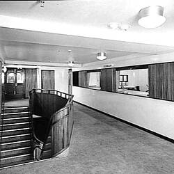 Photograph - Orient Line, RMS Orcades, Tourist B-Class Entrance Lobby, Stairway & Purser's Office Counter, E Deck, 1948