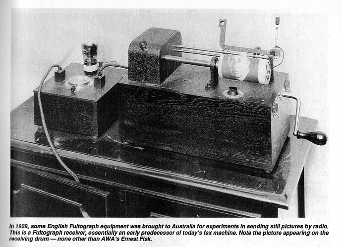 Image of 1929 English Fultograph machine with caption