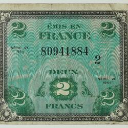 Bank Note - 2 Francs, France, 1944