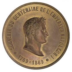 Medal - Centenary of Birth of Napoleon, France, 1869