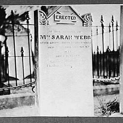 Photograph - Gravestone of Sarah Webb, Australia, circa 1920s-1930s