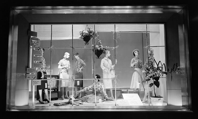Myer Pty Ltd, Terylene Clothing Window Display, Melbourne, Victoria, Oct 1958