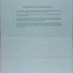 Application Form - Australian Exchange Control, Travel Expenditure & Emigration, circa 1975