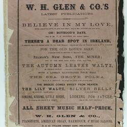 Song Book - 'The Colonial Musical Cabinet', W.H. Glen & Co., Melbourne,