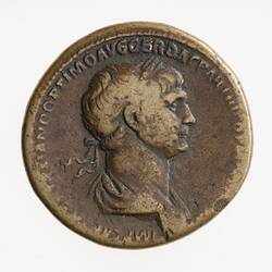 Coin - Sestertius, Emperor Trajan, Ancient Roman Empire, 114-117 AD