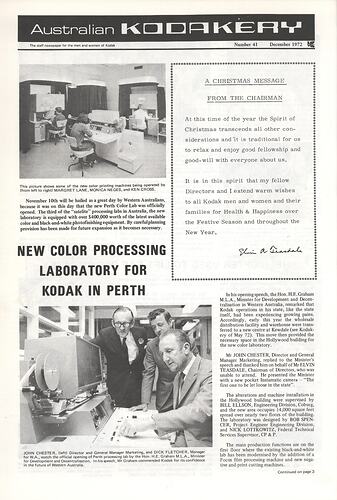 Newsletter - 'Australian Kodakery', No 41, Dec 1972
