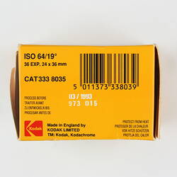 Back of film box, showing date stamp.