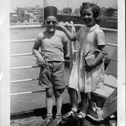 Negative  - June & Brian Foster on Deck of MV Georgic, Port Said, 22 May 1955