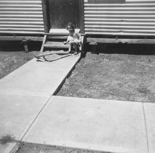 Shirley Forbes On Steps of Her House, Broadmeadows Migrant Hostel, Melbourne, 1961