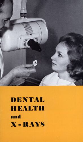 Pamphlet featuring photograph of woman and x-ray machine.