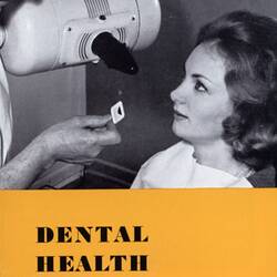 Pamphlet featuring photograph of woman and x-ray machine.