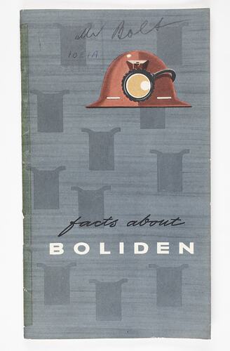 Front cover with illustration and printed text.