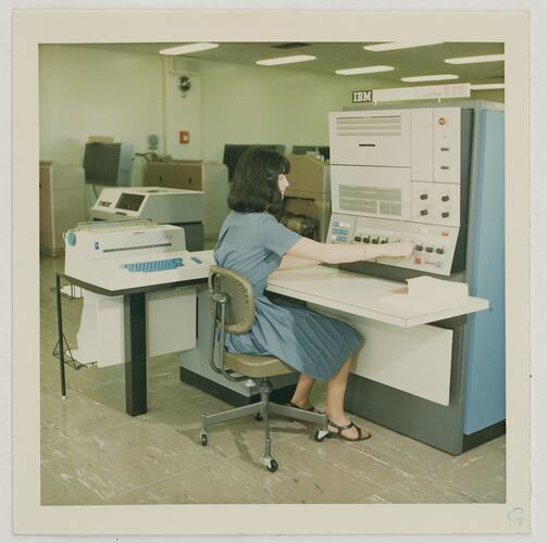 Woman Operating IBM 360 Computer, Kodak Factory, Coburg, circa 1960s