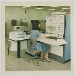 Photograph - Worker Operating IBM 360 Computer, Kodak Factory, Coburg, circa 1960s