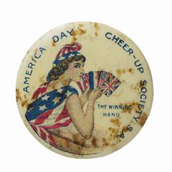 Badge - America Day Cheer-Up Society S.A., World War I, circa 1915-1918, Obverse