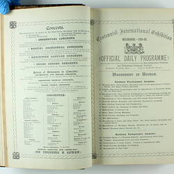 Bound Volume - ' Centennial Orchestra Programmes', Centennial International Exhibition, Melbourne, 1888-89