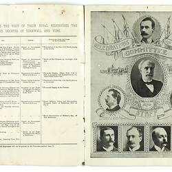 Printed double page of booklet,  in black and white with black and white photographs and illustrations.
