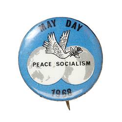 Badge - May Day, Peace and Socialism, Australia, 1968
