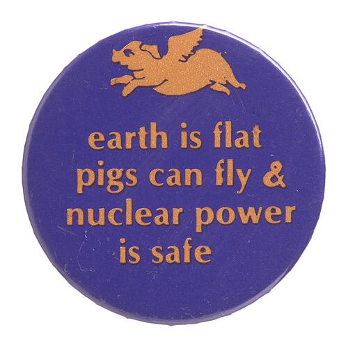 Badge - Earth is Flat Pigs Can Fly, 1980-1986