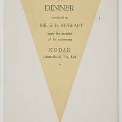 Programme - Kodak Australasia Pty Ltd, Mr E.R. Stewart Retirement Dinner, Sydney, 11th December 1963, Page 1
