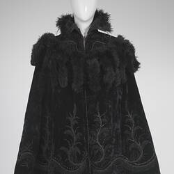 Cape - Black Velvet, Beaded & Feathered, circa 1895-1905