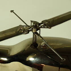 Chrome plated helicopter model. Rotor detail.
