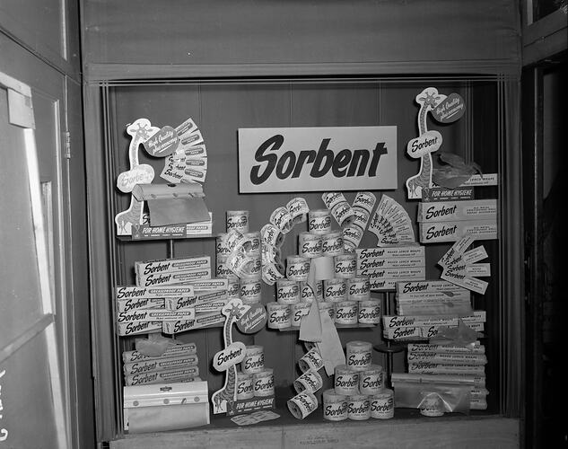Toilet paper display.