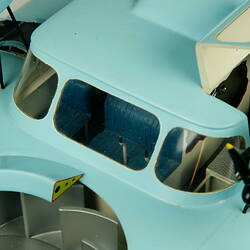 Light blue hovercraft, detail of cutaway.