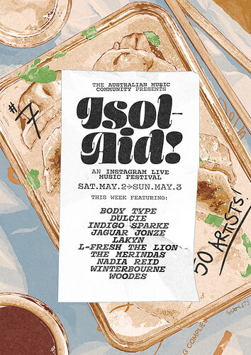 Isol-Aid Online Music Festival, Edition 7, Designed by Sebastian White, 2-3 May 2020